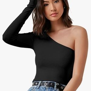 Black one shoulder top